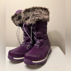 Girls Lands End Winter Boots - Purple - Size 4